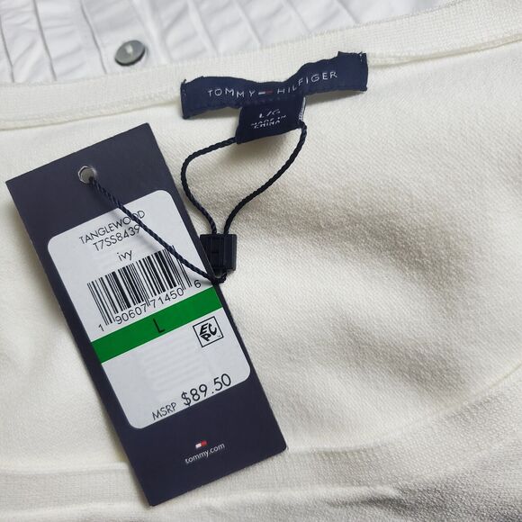 Tommy Hilfiger Women's Sweater Large Ivory Knit Flowy Lightweight Basic Minimal - Picture 8 of 9